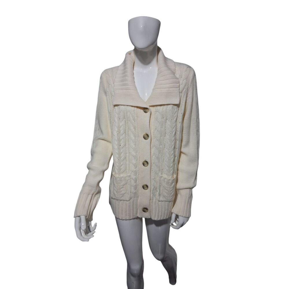 St John's Bay Chunky Womens size Medium Cable Knit Grandpa Fisherman Sweater